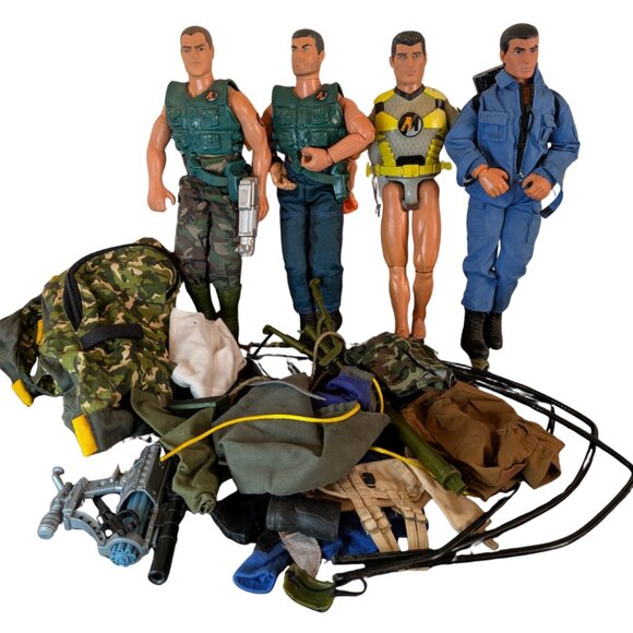 Action Man 12" Figure Lot + Gear & Clothing Bundle (Hasbro 1990s) - Picture 1 of 3